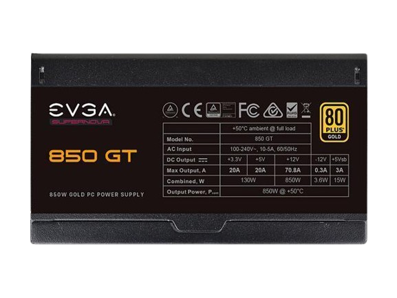 EVGA SuperNOVA 850 GT 850 W 80+ Gold Certified Fully Modular ATX Power Supply